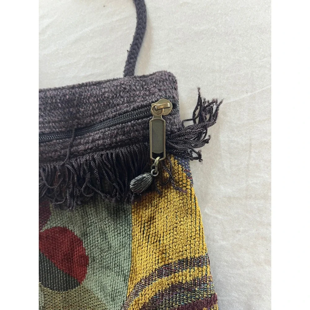 A. Ruiz Handcrafted USA Woven Tapestry Crossbody Bag Fringe Boho Multicolor 8x10